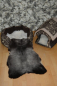 Preview: Öko Lammfell Tierbett & Hundebett – Silber Schwarz geschoren 90cm