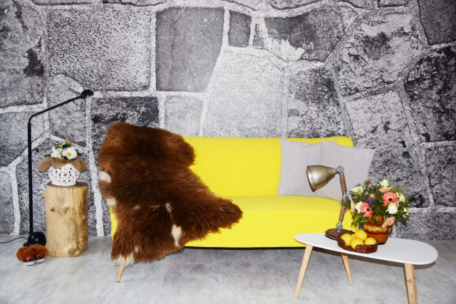 Öko Lammfell Bernstein Coloure XL Kuschelfell Unikat