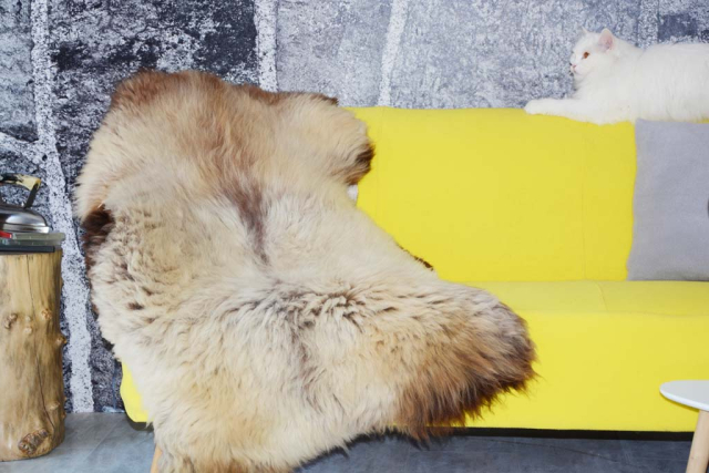 Öko Lammfell Naturfell Yeti Beige Braun Coloure