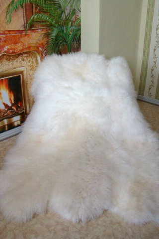 Wollweiß 6er Lammfell-Teppich Riesen XXL Echtfellteppich