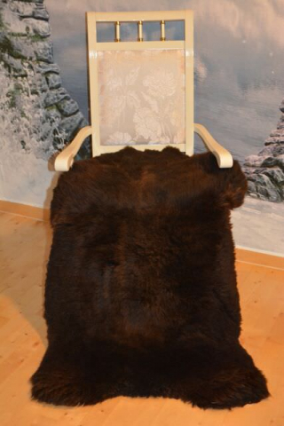 Rarität Öko Lammfell Schwarzbär XXXL – Dichtes Naturfell 115cm
