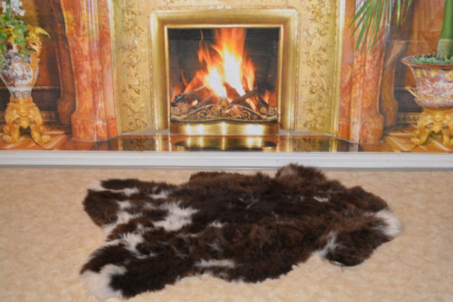MEINS-Lammfell Braun Beige Weiss getupft Super Weich