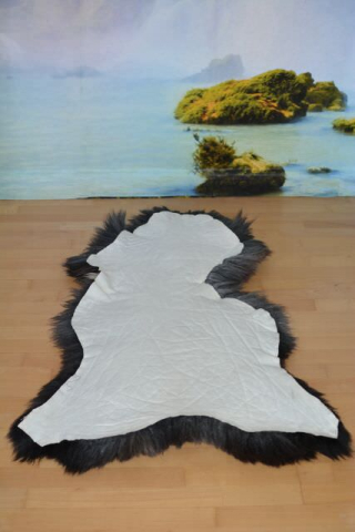 B-Ware Öko Silber-Lammfell Zweifarbig XXL – Naturfell Unikat 120cm