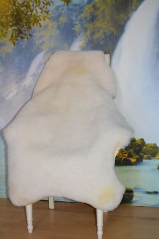 Öko Lammfell Snow White XXL – Weißes Kurzhaar Naturfell Unikat