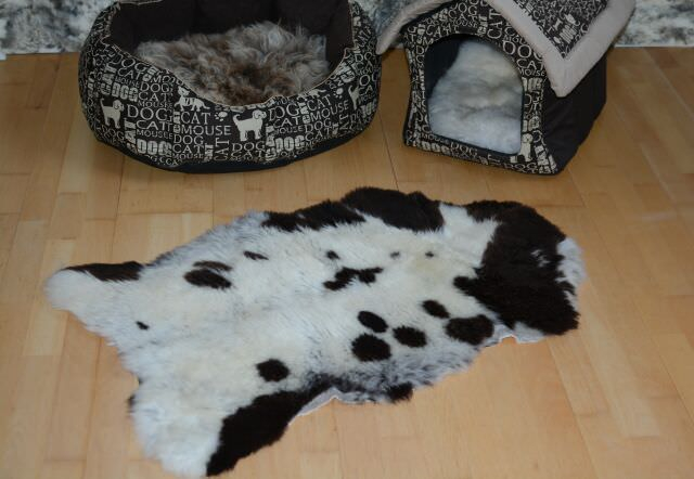 Öko Lammfell Tierbett & Hundebett „Pandabär“ Kurzhaar