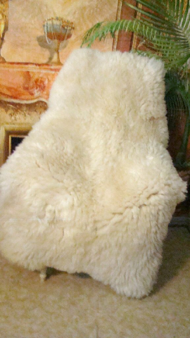 Gigant Lammfell Schaffell Weiß Übergroß 145cm
