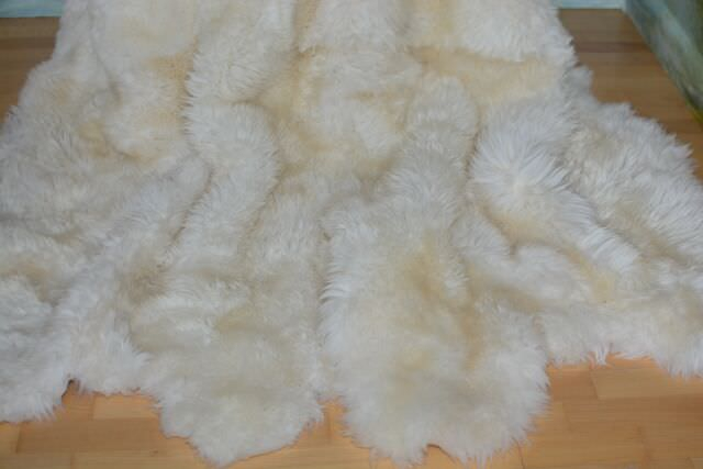 Wollweiß 8er Lammfell-Teppich Riesen XXXL Luxus Felldecke