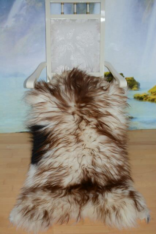 Öko Islandfell Bicolore Geflammt XXXL – Echtes Langhaar-Schaffell 120cm