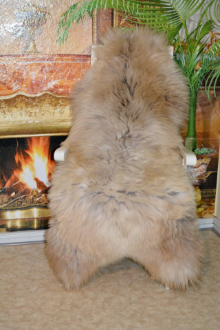 Öko Lammfell Tricolor XXXL Beige – Riesen-Naturfell Unikat 140cm