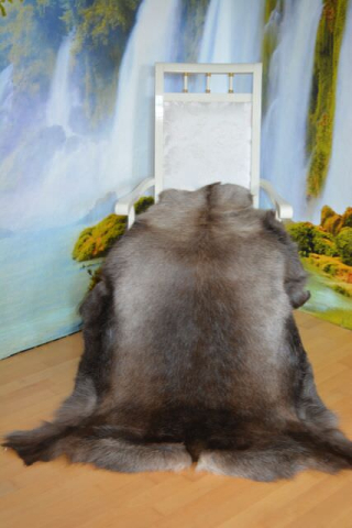 Öko Rentierfell Black Moon Dunkel XXL – Seltene Übergröße 145cm