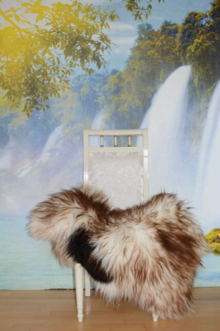 Öko Islandfell Bicolore Geflammt XXXL – Echtes Langhaar-Schaffell 120cm