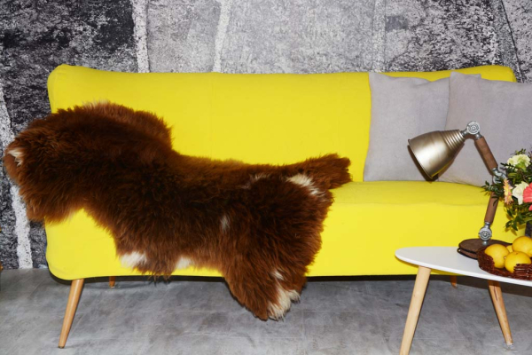 Öko Lammfell Bernstein Coloure XL Kuschelfell Unikat