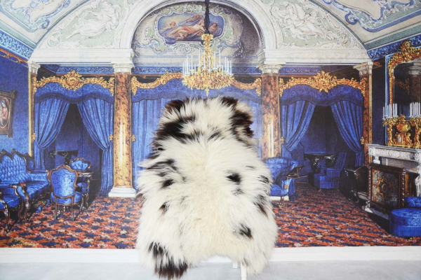 Gigant Öko Lammfell Pandabär XXXL – Großer Fellteppich 140cm