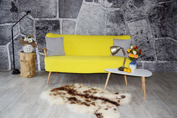 Öko Lammfell Yeti Beige Braun getupft XXL Naturfell