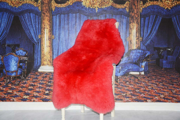 Echtes Lammfell Sattes Rot XXXL Gigant Luxus Wohnteppich