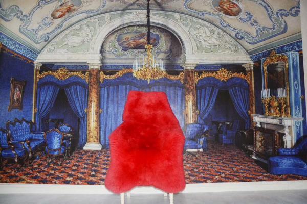 Echtes Lammfell Sattes Rot XXXL Gigant Luxus Wohnteppich