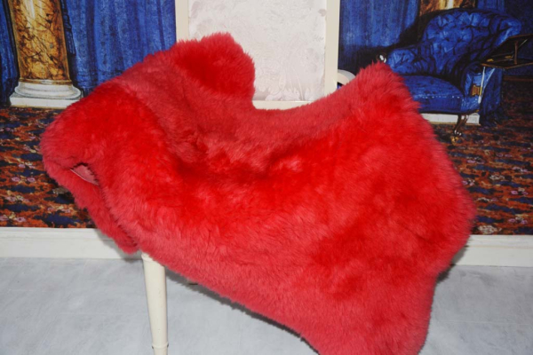 Echtes Lammfell Sattes Rot XXXL Gigant Luxus Wohnteppich