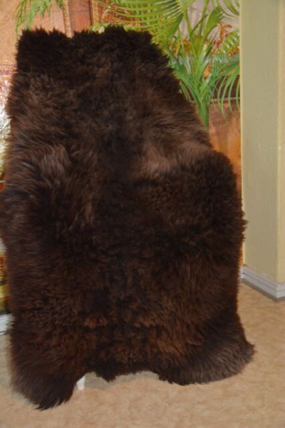 Öko Lammfell XXXL Dunkelbraun 150cm – Hundematte & Ruheplatz Unikat