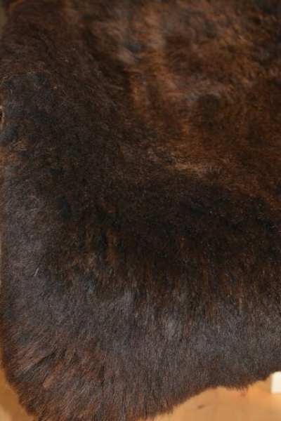 Rarität Öko Lammfell Schwarzbär XXXL – Dichtes Naturfell 115cm