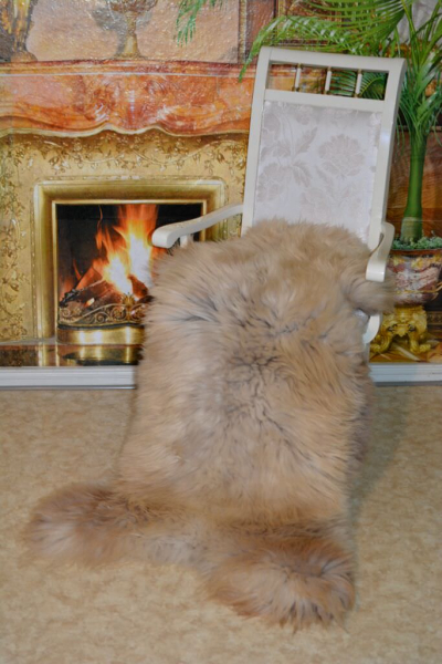 Öko Lammfell Tricolor XXXL Beige – Riesen-Naturfell Unikat 140cm