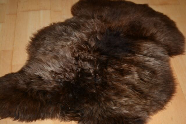 Öko Lammfell Tierbett & Hundebett (70-80cm) – Weiches Naturfell Beige-Braun