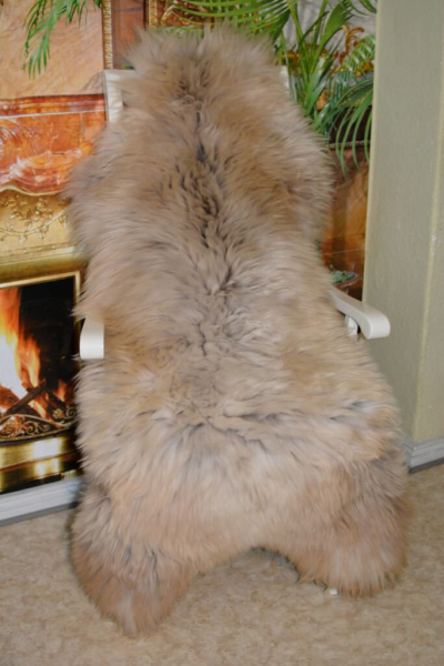 Öko Lammfell Tricolor XXXL Beige – Riesen-Naturfell Unikat 140cm