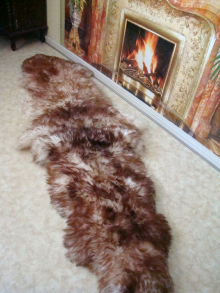 Lammfell-Teppich Luchs Leo Print 2er XXL Bettvorleger