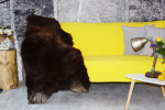 B-Ware Öko Lammfell Grizly XXL – Schwarz-Braun Unikat 130cm