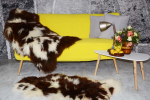 Öko Lammfell Twin-Set 2er-Pack – Kuschelige Lammfelle Beige Braun Getupft