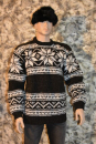 Schurwolle Herrenpullover Norwegermuster Handarbeit Anthrazit Groesse L