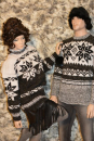Schurwolle Herrenpullover Norwegermuster Handarbeit Dunkelgrau Groesse M
