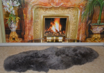 Silbergrau 2er Lammfell-Teppich XXL Sofa-Auflage