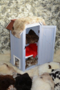Öko Lammfell Katzenbett Beige getupft Fensterfell